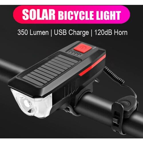NEWBOLER Bicycle Light Solar USB Rechargeable Bike Headlight Taillight Set MTB Bike Front Light Horn Cycling Lamp Accessories