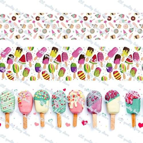 New design ice cream printed grosgrain animal cartoon ribbon christmas glitter ribbon craft supplies blue ribbon gift packaging
