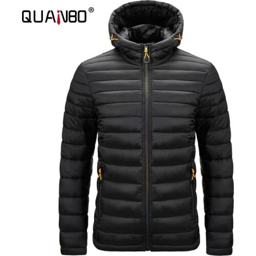 QUANBO Brand Clothing Mens Winter Thicken Cotton Jacket Warm Outwea 2021 Winter New Men Hooded Casual Parkas