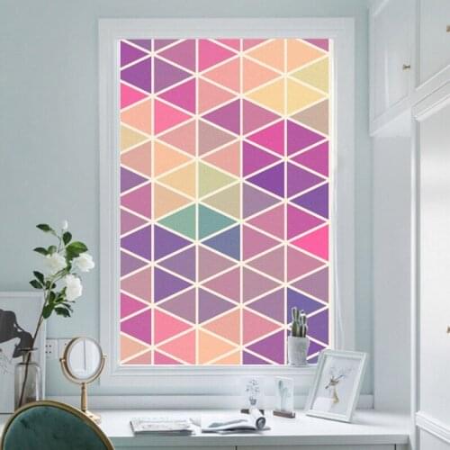 Window Film Privacy Color triangle Non Adhesive Glass Sticker Sun Protection Heat Control Window Coverings for Homedecor