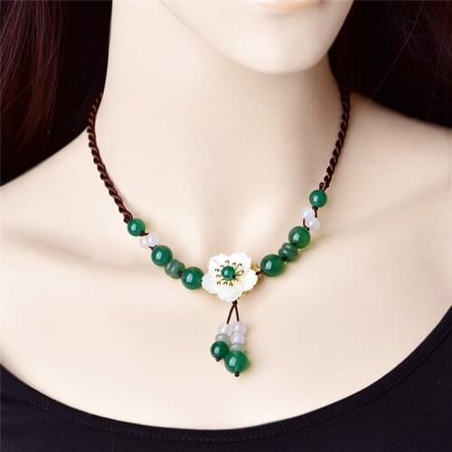 Chinese Style Necklace Womens Neck Chain Retro Handwork Pendant Accessory Decor Daily Jewelry Girl Jewellery Gift 1pcs