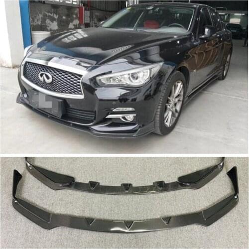 Real Carbon Fiber Bumper Front Lip + Rear Diffuser + Spoiler + Side Skirt Cover For Infiniti Q50 Q50L 2014 2015 2016 2017