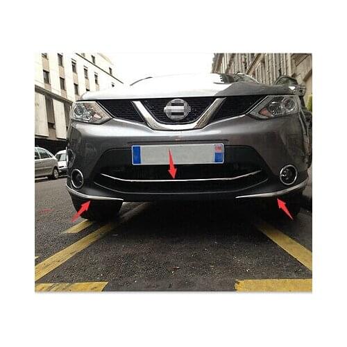 Front Grill Grille + Bumper Corner Protection Trim for Nissan Qashqai 2014-2016