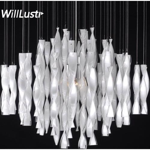 Twisted Glass Strip Pendant Lamp Luxury Modern Suspension Light Hotel Restaurant Hall Villa Stair Duplex Living Room Bedroom