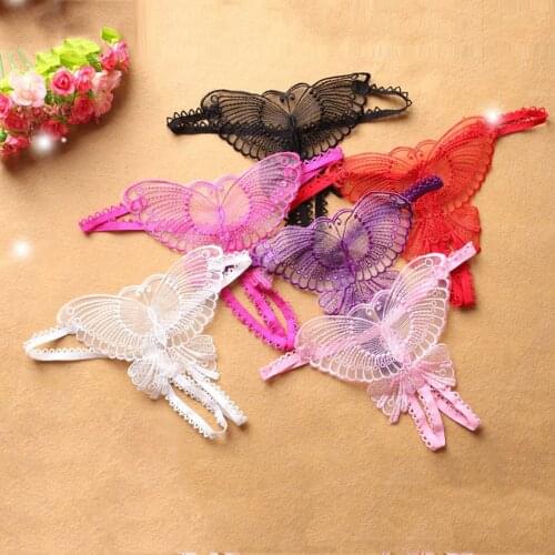 See Through Panties Womens Fashion Transparent Lace Butterfly Sexy Panties Thong Solid Color Thongs Women Sexy Женские Трусы