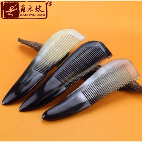 Hot Natural Genuine Yak horns comb anti-static anti-dandruff health massage head comb Free shiping Thickened tail comb