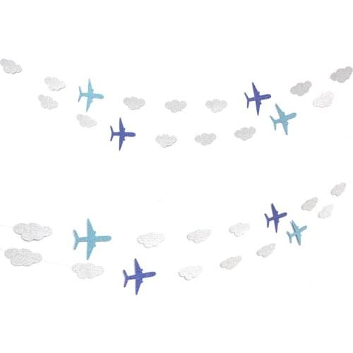 Airplane and Clouds Garland Banner for Airplane Themed Birthday Baby Shower Up Up and Away Party Supplies Decorations