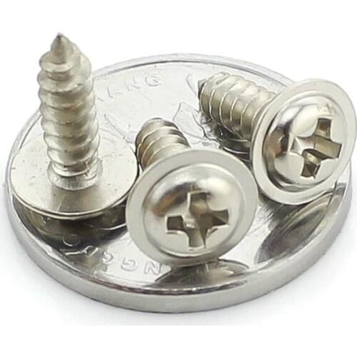 150PCS-M1.5*3/4/5 PWA Nickel Plated Cross Round Head Self Tapping Screw With Pad Pan Head Tapping Screws