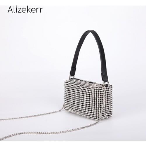 Bling Diamonds Evening Clutch Bag Women New Korean Soft Pillow Small Handbag Shoulder bags Ladies Dinner Party Clutch Purse