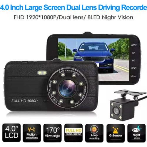 Car DVR Camera HD 1080P 170 Degree Dashcam Video Registrars Cars Night Vision Security G-Sensor Dash Cam Rear View Dual Camera