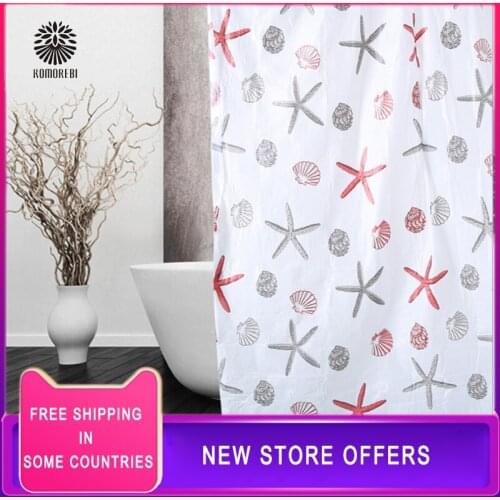 Random Modern Shower Curtain Starfish Partition Fresh Seaside Style Waterproof Mildew PEVA Curtain For Bathroom Shower Room