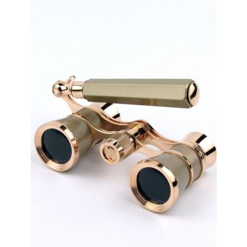 Retro theater mirror with handle, portable pocket binoculars, concert viewing mirror