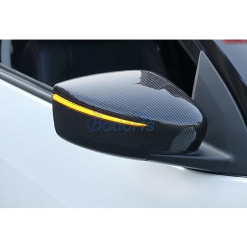 Carbon Fiber Look Door Mirror Cover Side Rear View Caps Frame Shells Overlay For Nissan Kicks 2017 2018 2019 2020 Accessories