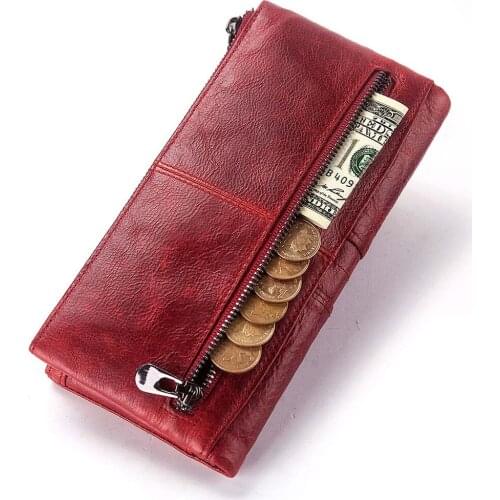 HUMERPAUL Womens Wallets RFID Blocking Large Capacity Clutches Luxury Cow Leather Bifold Multi Card Case with Zipper Coin Pocke