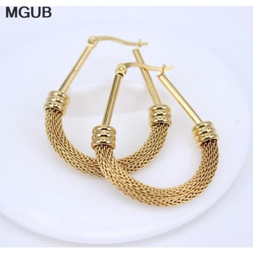 MGUB Design Round Hoop Earring Gold color Element Fashion Wedding Earrings For Women LHEH13