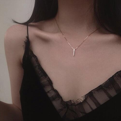 Golden Geometric Necklace Silver Plated Long Chain Pendant Necklace For Women Fashion Jewelry