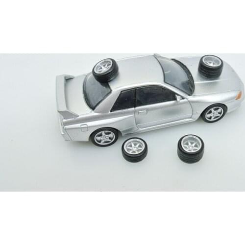 1/64 Homemade sports car wheel tires narrow front and wide rear garage scene furnishings a set of 4