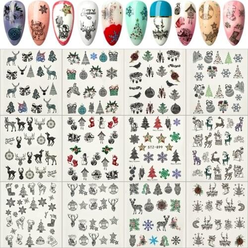 1 Set Mixed Design New Nail Art Sticker Set Gold Silver Star Christmas Water Decal Slider Wraps Decor Manicure