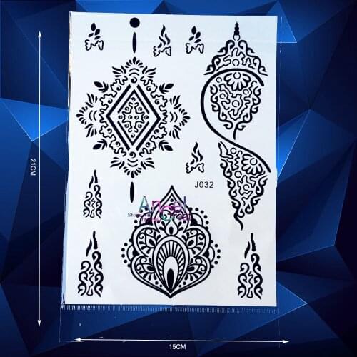 1PC Hot Flash Waterproof Tattoo Women Henna Temporary Tattoo Sticker Black Ink Mehndi Stencil Leg Hand Feet tatouage taty ABJ32
