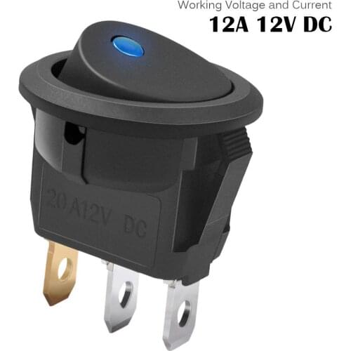 10pcs 12V 20A Car Truck Round Rocker Toggle LED Switch Blue Light SPST On-off Control