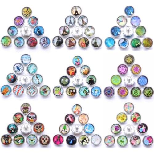 10pcs/lot tree of Life Glass 12mm Snap Button Jewelry Fit Snap Bracelet Earrings Necklace for 12mm snap buttons jewellery
