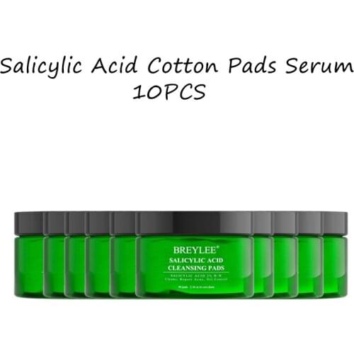 BREYLEE Salicylic Acid Cotton Pads Serum Treatment Blackhead Pimple Acne Facial Oil Control Removal Cleaning PoresSkin Care 10PC