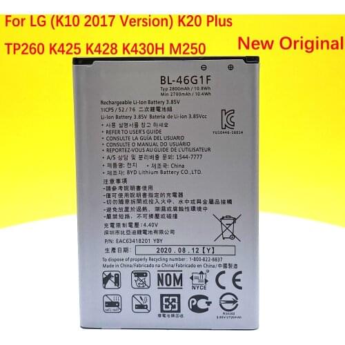 100% Original BL-46G1F For LG ( 2017 Version K10 ) K20 Plus TP260 K425 K428 K430H m250 NEW High quality 2800mAh Battery