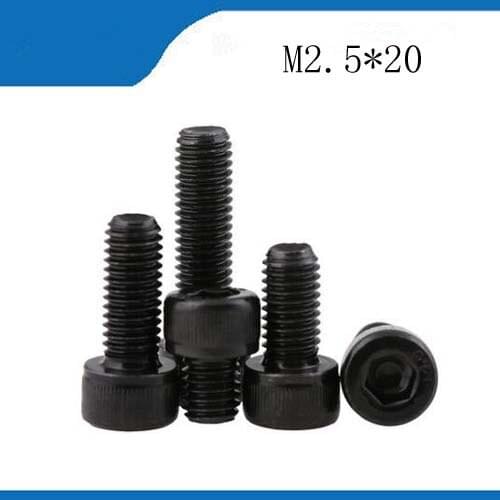 100pcs/Lot Metric Thread DIN912 M2.5*20 mm Black Grade 12.9 Alloy Steel Hex Socket Head Cap Screw Boltsstainless bolts,nails