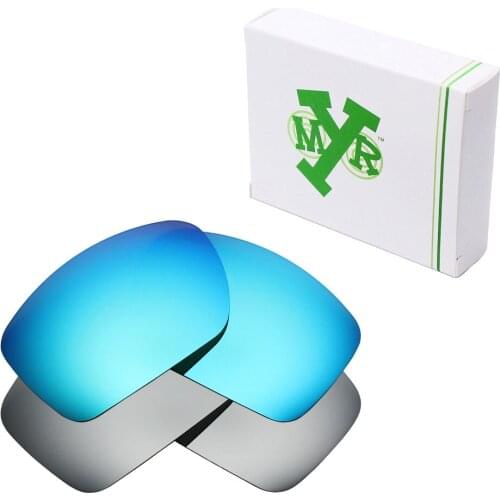 2 Pairs Mryok POLARIZED Replacement Lenses for Oakley Big Taco Sunglasses Ice Blue & Silver Titanium
