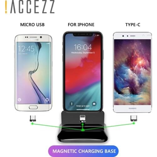 ACCEZZ 2 in 1 Phone Stand Holder Magnetic Charger For iphone 8 X Plus Universal Type-C Micro USB 8 Pin Desktop Charge For Xiaomi
