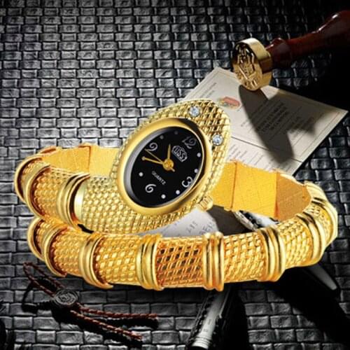 2020 Relogio Feminino CUSSI Women Watches Luxury Gold Snake Watches Women Fashion Quartz Bangle Bracelet Watches Reloj Mujer