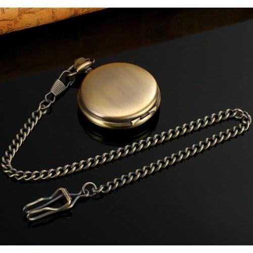 50pcs/lot Retro Bronze Black Roman Numerals Quartz Pocket Watches Steampunk Watches with Chain Wholesale