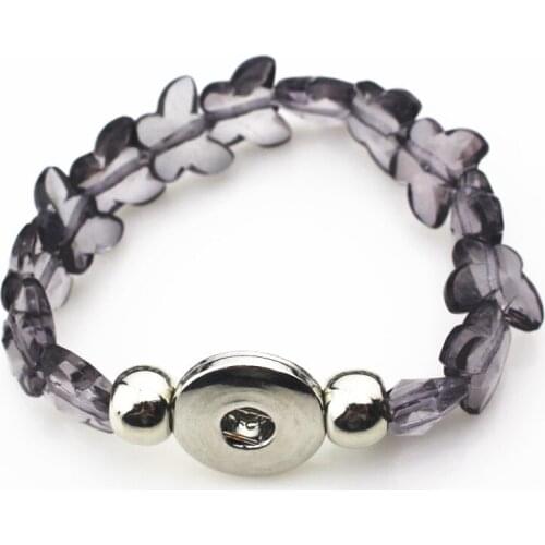 6pcs/lot Resin Butterfly Snap Bracelets DIY 18mm Snap Buttons Snap Jewelry Elastic Bracelet Charms women Bracelet&bangles gift