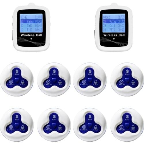 Aбародвание For Cafe Restaurant 2 Watches Receiver +8 Waterproof Pager Transmitter Coffee Shop Equipment Support Customer