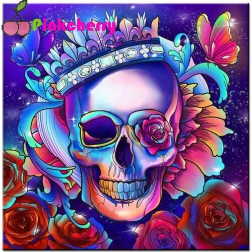 Skull rose 5d Diy diamond painting full drill diamond embroidery mosaic painting diamond stitch home decor Halloween gift k1093