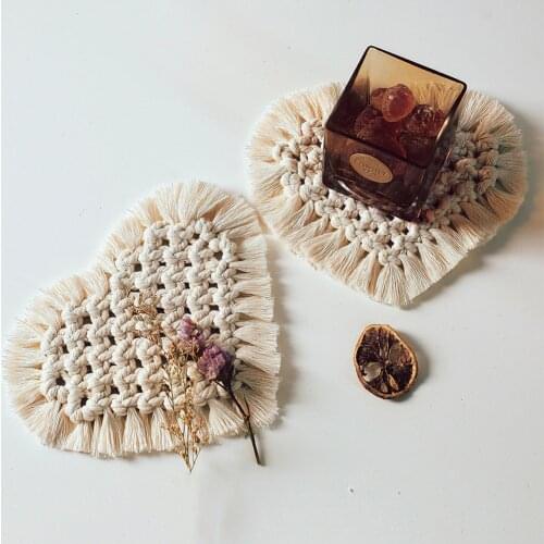 Bohemia Macrame Placemats Cup Mat Tablecloth Coaster Cup Pad Northern Europe Style Pure Handcrafted Cotton Braid Insulation Mats