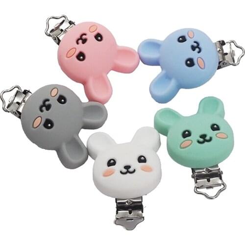 Chenkai 50PCS BPA Free DIY Silicone Rabbit Teether Baby Animal Pacifier Dummy Nursing Soother Sensory Toy Gift Accessories