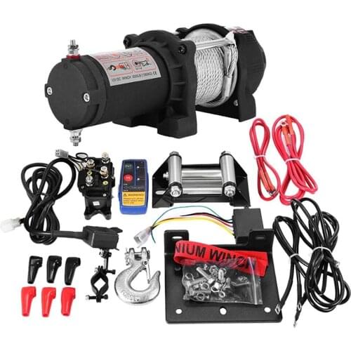 Electric Winch 3000lbs 1360kg 12V Steel Cable with Remote Control
