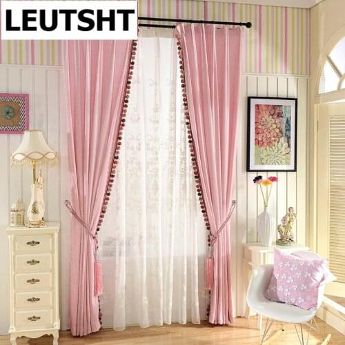 European Curtains for Living Dining Room Bedroom Luxury Double-sided Chenillev High-grade Pink Solid Curtains Window Curtain