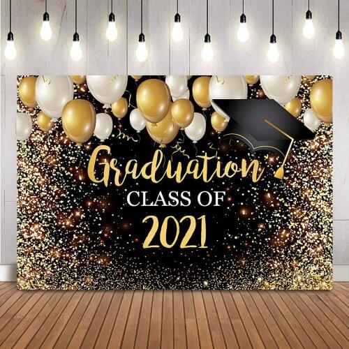 Class of 2021 Backdrop Black Graduations Background for Photo Studio Gold Glitter Gradutes Backdrop for Picture Photoshoot Props