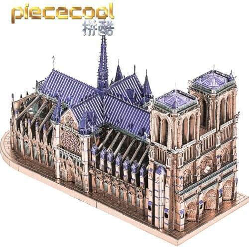 Piececool 3D Metal Puzzle NOTRE DAME CATHEDRAL PARIS building model kits DIY Laser Cut Puzzles Jigsaw Toy For Children