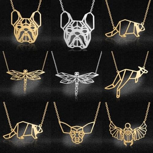 Fashion Dragonfly Pendat Necklace Wholesale Stainless Steel Bulldog Jewelry Beaver Battle Squirrel Dog Necklaces Dropshipping