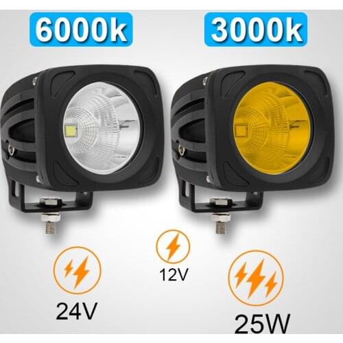 Moto Auto Led Lights Working Driving Lighting Coche Led Work Light Combo Beam 25W 3000K 6000K 12V 24V for Jeep Camper Van 4WD