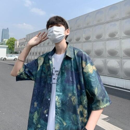 Men Streetwear Wild Short-Sleeved Shirt M-5Xl Summer Flower Shirt Mens Fashion Printed Casual Shirt Loose Hawaiian Shirt