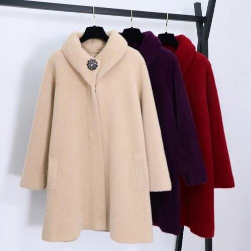 Middle-aged Mother Mink Velvet Outwear Autumn Winter Clothing Womens 2020 Woolen Coat Temperament Thick Wool Coat Women E292