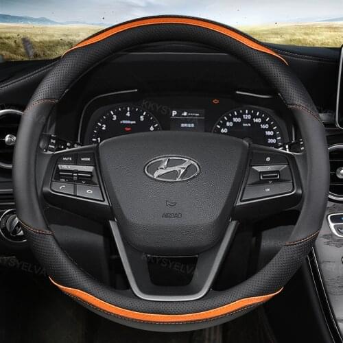Car steering-wheels cover 37 38cm 15" For Hyundai ELantra/i35 Sonata/i45 Creta/ix25 Tuscon/ix35 Accent Verna Solaris Santa Fe