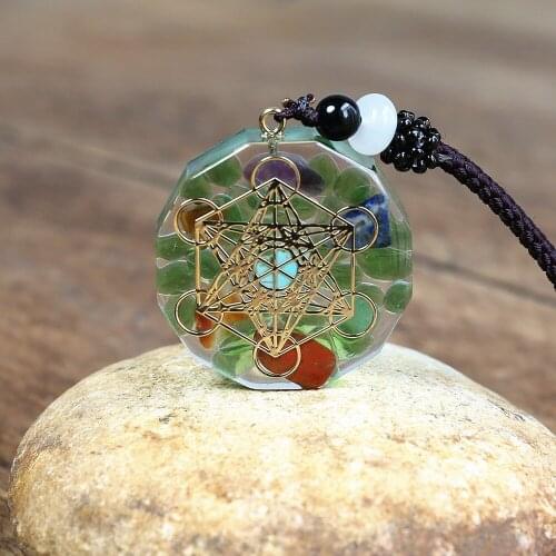 Orgonite Pendant Sri Yantra Necklace Yoga Healing Balance Chakra Sacred Geometry Energy Necklace Meditation Jewelry