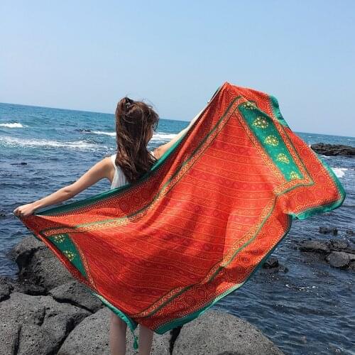 DHL 50PCS Beach Towel Print Scarf big size Cotton linen Scarf Women Pareo Beach Cover Up Wrap Sarong Sunscreen Long Cape Female