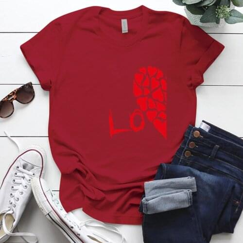 Couple Clothes LOVE Graphic T Shirts Women Harajuku Around Neck Gift for Lover Casual Plus Size Polyester Woman Tshirts