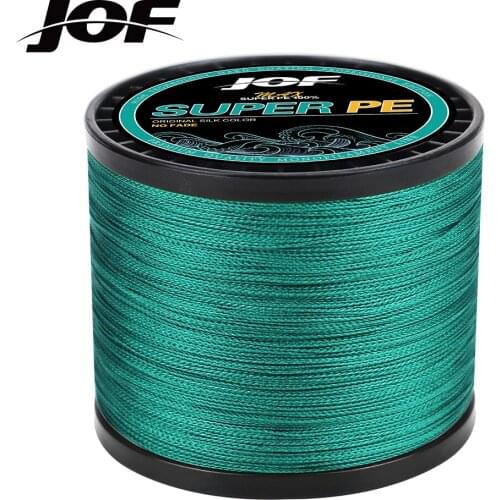 JOF Brand 4 Strands 300M 500M 1000MPE Braided Fishing Line 9.1-45.4KG Multifilament Fishing Line Smooth for Carp Fishing